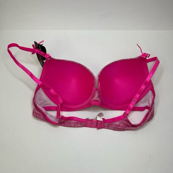 New Barbie Pink Padded Push Up Bra Sexy 36C Bows & Charm - Picture 9 of 12